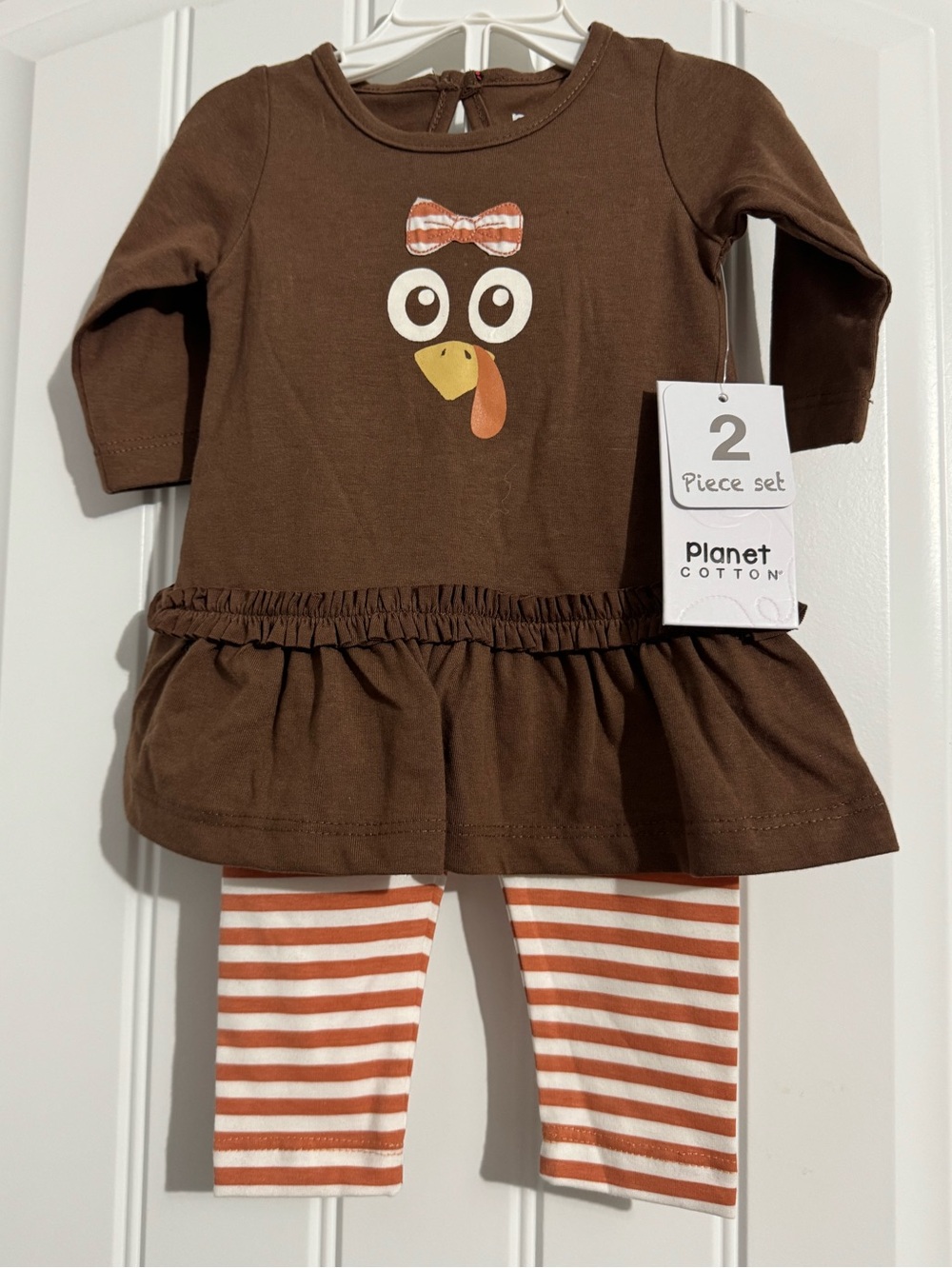 Adorable Planet Cotton size Newborn brown turkey pants shirt set outfit new